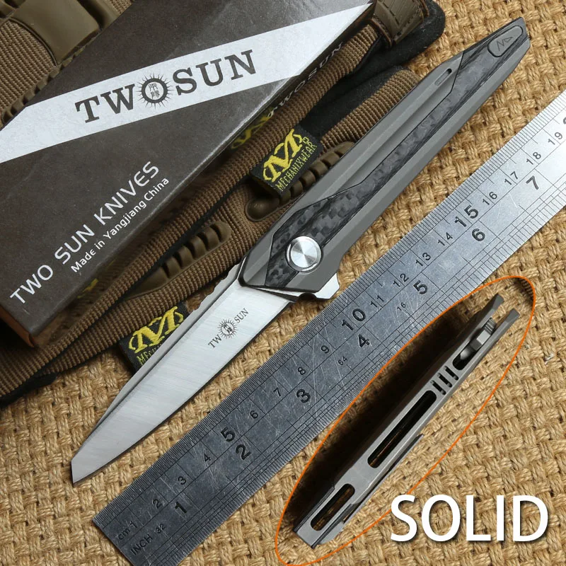 

TWO SUN TS65 M390 blade Flipper ball brearing folding knife carbon fibre camping hunt Pocket knives outdoor Survival EDC Tools