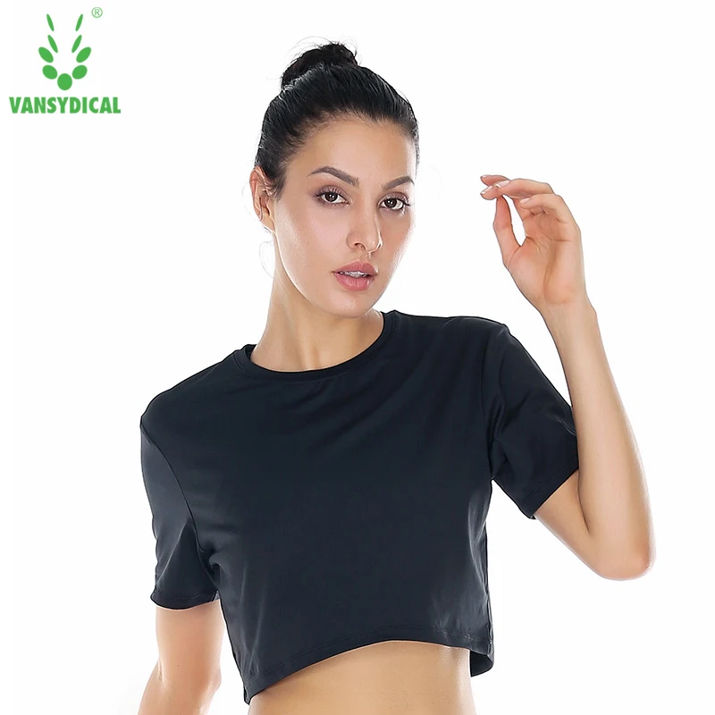Vansydical женщин Crop Top Йога Jogger Спортивные Запуск Спортивная Фитнес тренажерный зал
