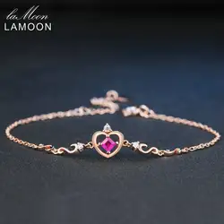 Lamoon Талисманы Браслеты для Для женщин Природный Рубин 100% реальные 925 пробы Серебряные ювелирные изделия розового золота ворона принцесса