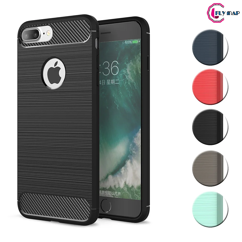cheap TPU Case for Apple iPhone 6 6S 7 8 PLUS Soft Silicone Carbon Fibe Mobile Phone Cover Coque Capa for i iP6 iP7 iP8 6sPlus i6+ i7+