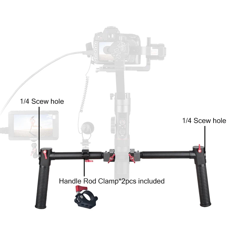 DH02 20-45 мм Verlengen двойной ручной Verlengde Handvat houder для Zhiyun Crane 2 Plus MOZA Air DJI 3 axis Feiyu a1000/2000