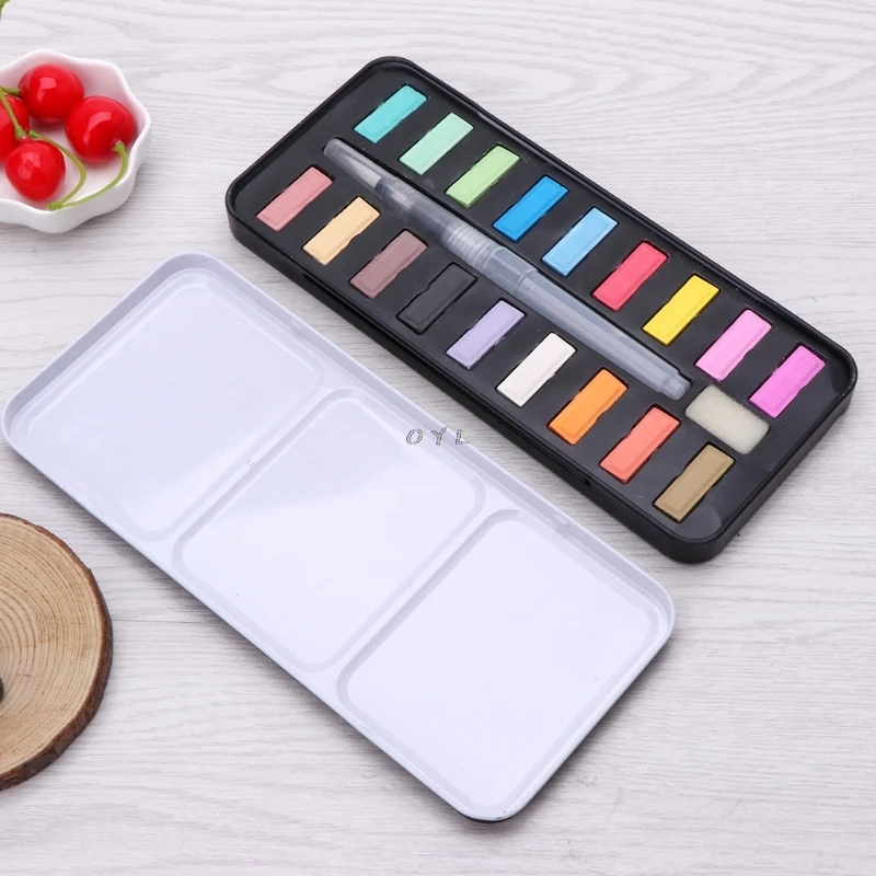 12/18/24 colors Solid Watercolor Paint Set Portable Drawing Brush acrylic Art Painting Supplies