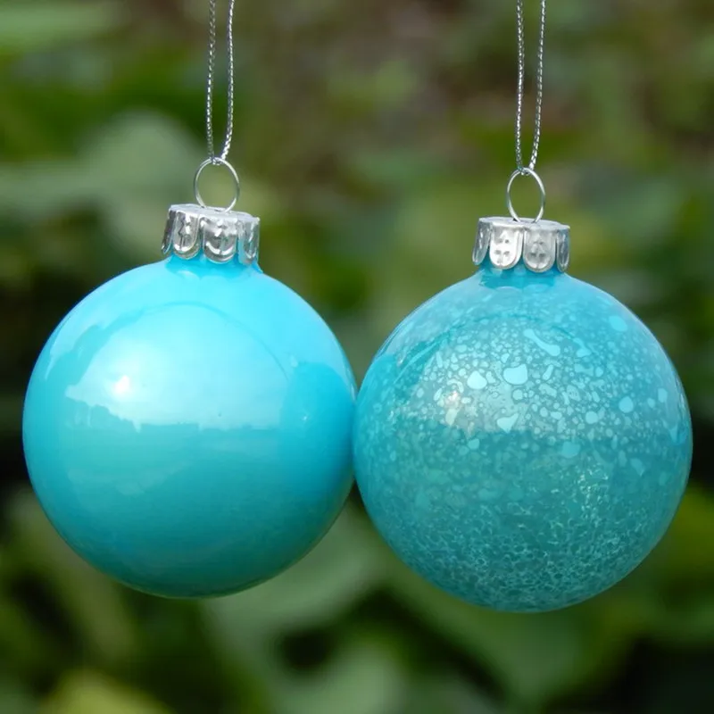 

Free Shipping 4pcs/pack Sky Blue Hand Made Christmas Glass Pendants Hand Painting Glass Christmas Ball Home Decoration