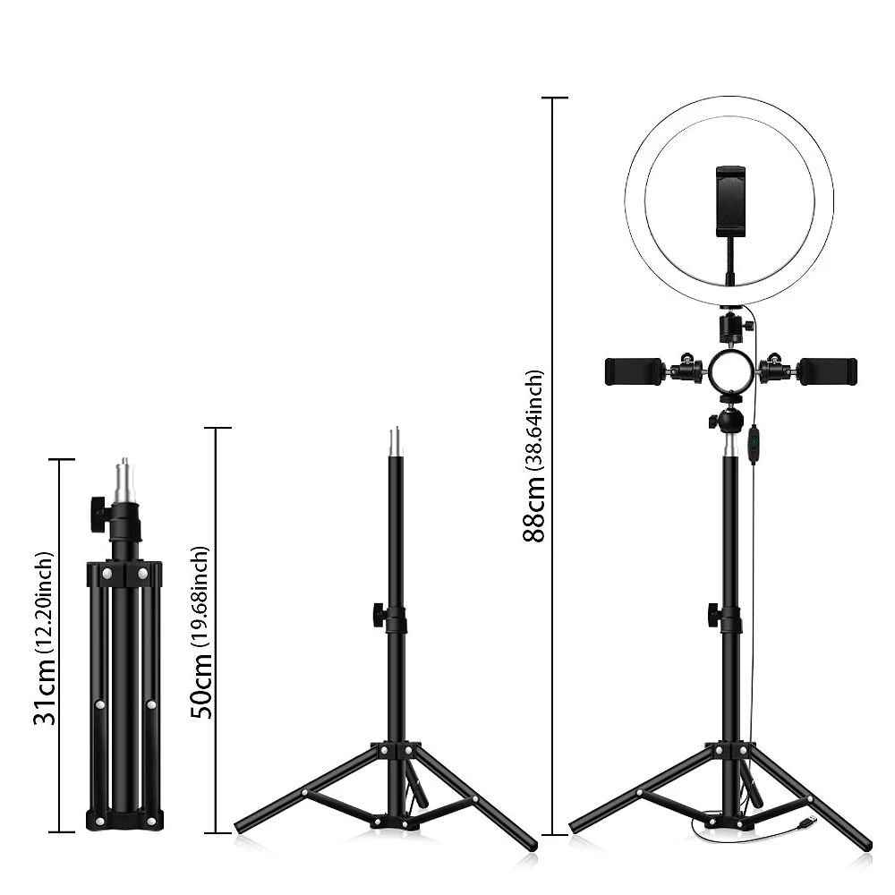 Светодиодный кольцевой светильник для селфи с регулируемой яркостью 3600 мл USB для студийной фотосъемки фото заполняющий кольцевой светильник со штативом для макияжа потоковое видео в реальном времени