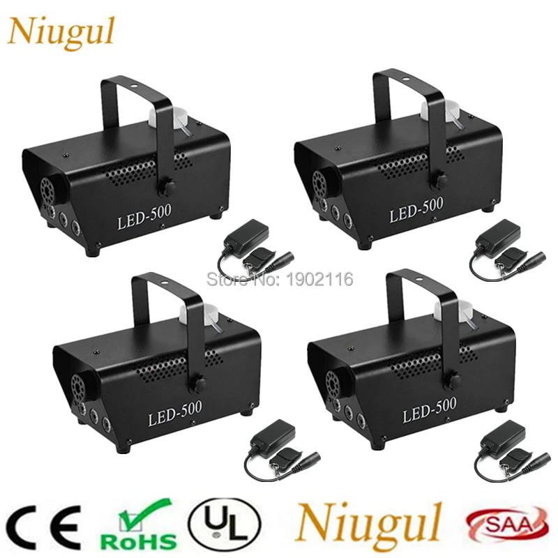 

4pcs LED 500W Smoke Machine/Fog Machine With RGB LED Lights/Professional Smoke Ejector/LED Fogger/Stage Lighting DJ Equipments