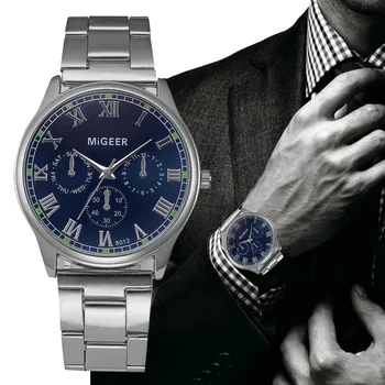 

MIGEER Top Brand Watches Men Luxury Business Wrist Watch Stainless Steel Quartz Sports Watch Men Hours relogio masculino #122