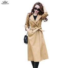 TNLNZHYN, весенне-осенняя Женская Длинная кожаная куртка, модное пальто из искусственной кожи с поясом, тонкий кожаный плащ SK281