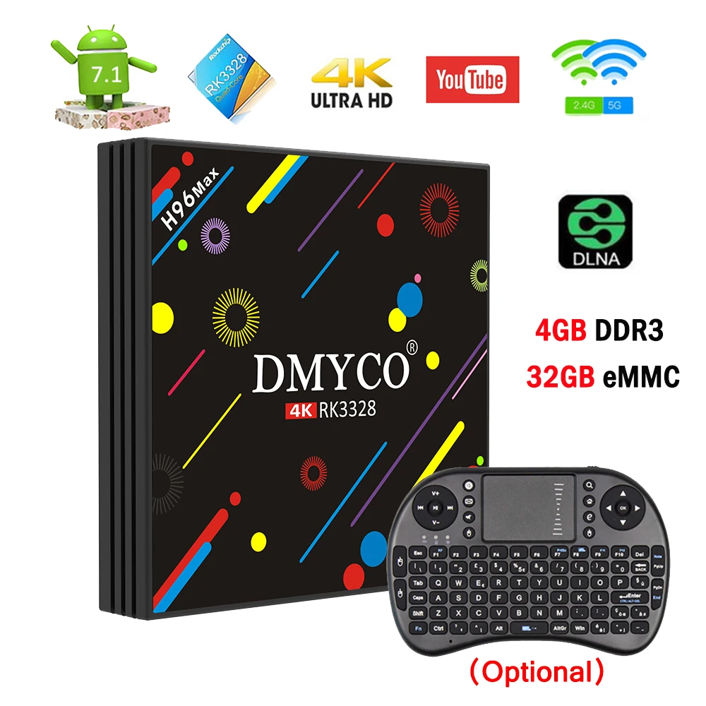 

2019 Smart TV Box Android 7.1 H96 MAX H2 Rockchip RK3328 Quad-core 4GB RAM 32 ROM H.265 1080P HD 5G WiFi 4K TV Box with Keyboard