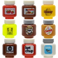 5 шт./лот кирпичи с принтом клубника фундук соус кофе конфеты мед город МОС запчасти строительные блоки подарки игрушки для детей