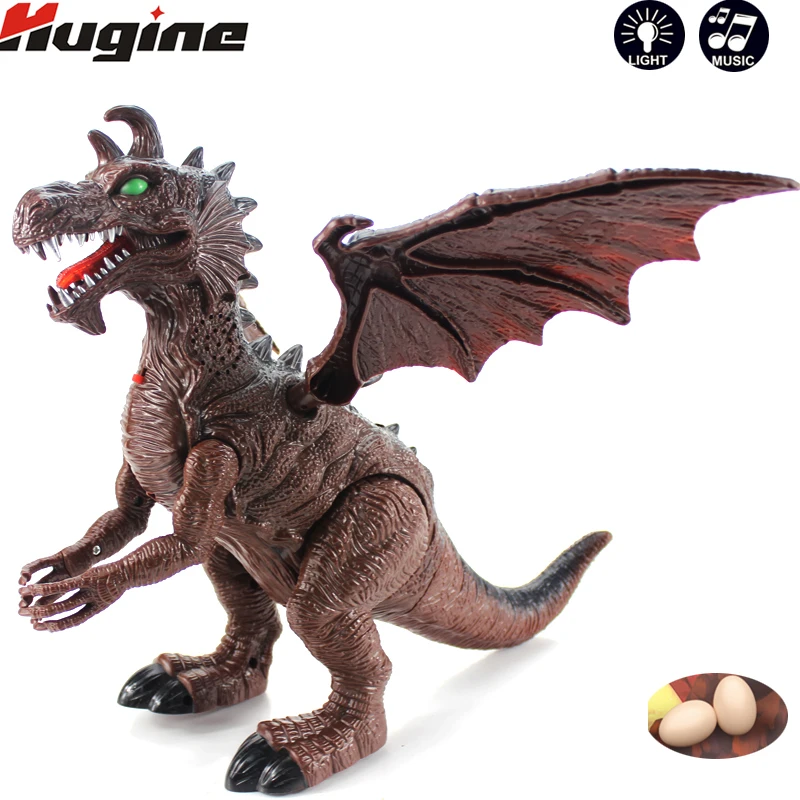 Электрический яйцо рогатый Дракон игрушки-динозавры моделирование модели животных дети головоломки Электрический ходить свет и звук
