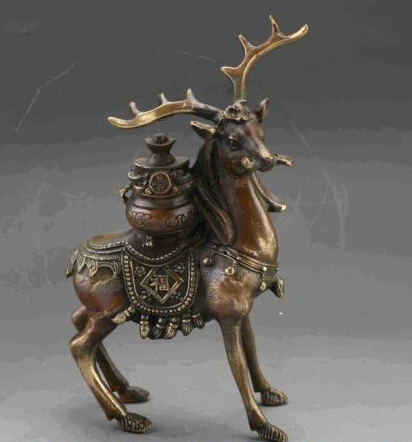 

Chinese Bronze Handwork Carved Deer & gold Statue