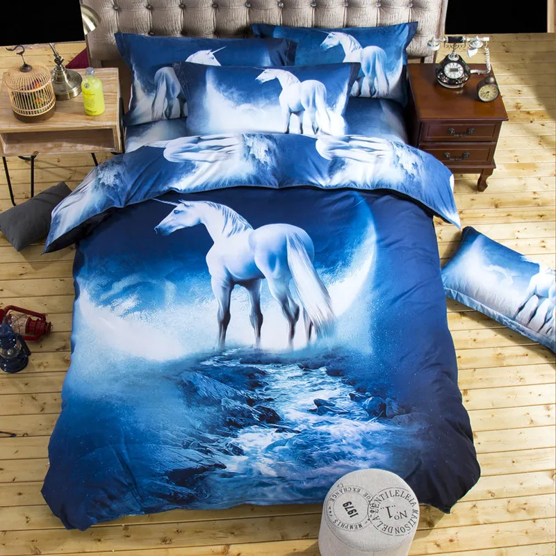 3d Unicorn Bedding Set For Adults Single Double Bed Duvet Cover