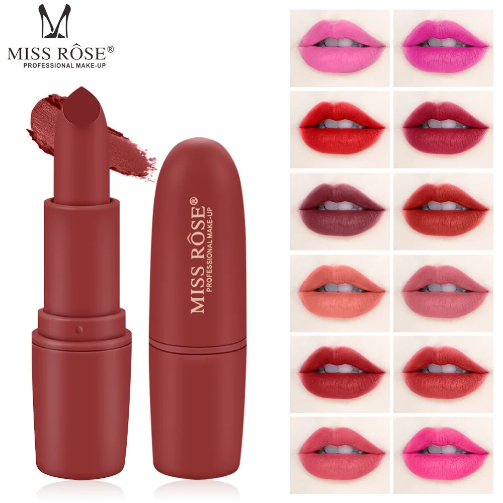 

8pcs/lot Miss Rose Brand Matte Lipstick Waterproof Lips Moisturizing Easy To Wear Makeup Lip Sticks Gloss Lipsticks Cosmetic