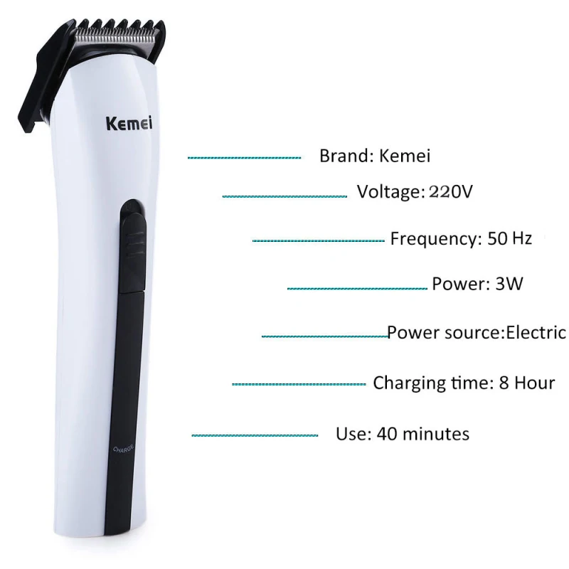 Kemei электрическая машинка для стрижки волос перезаряжаемый триммер для волос беспроводной мужской титановый клиппер для бороды бритва