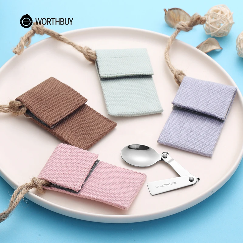 WORTHBUY Многофункциональный Портативный Складная ложка 304 Нержавеющая сталь ужин