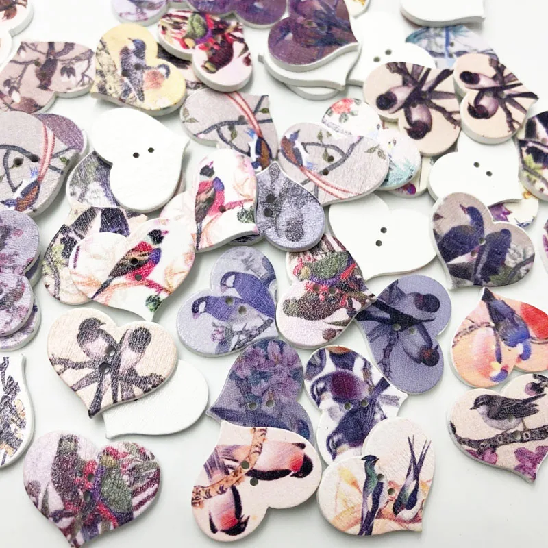 

New 10/50/100pcs Heart Wood Buttons 25mm Sewing Craft Mix Lots Wholesales WB575