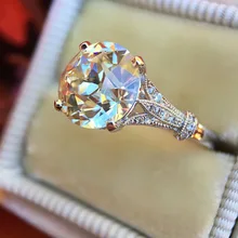 Милое модное кольцо с большим кристаллом и цирконием для женщин и девушек, 925 серебряное свадебное ювелирное изделие, кольца для помолвки для женщин