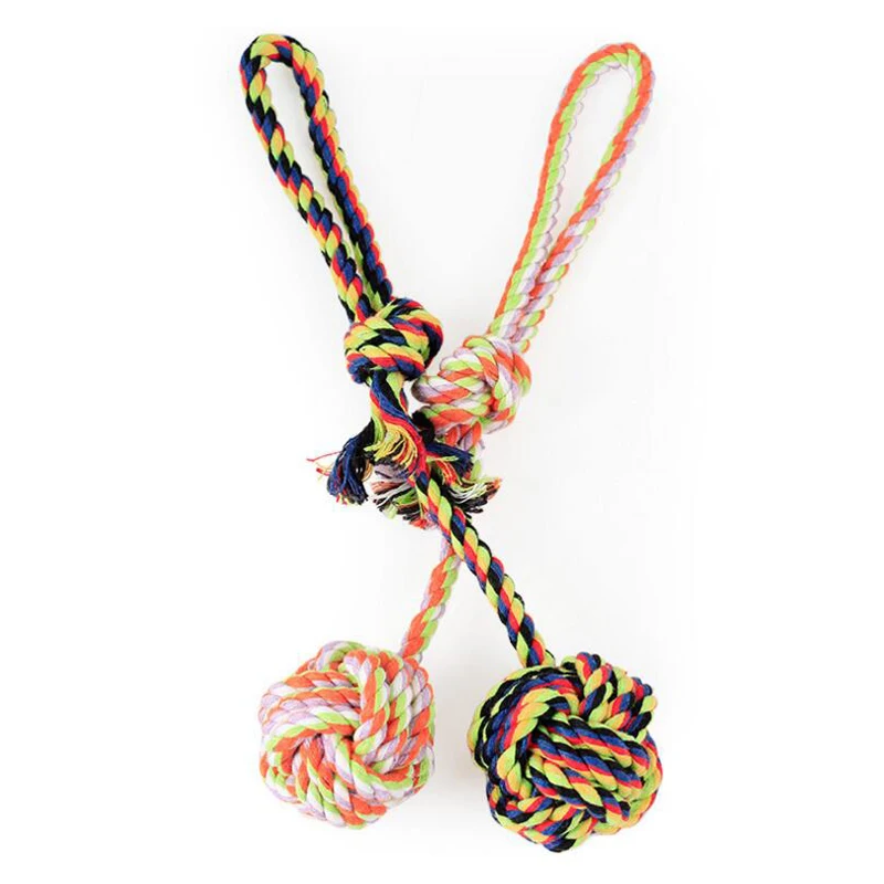 Long Pets Dog Toys Pet Puppy Cotton Rope Hand type long tail ball toys