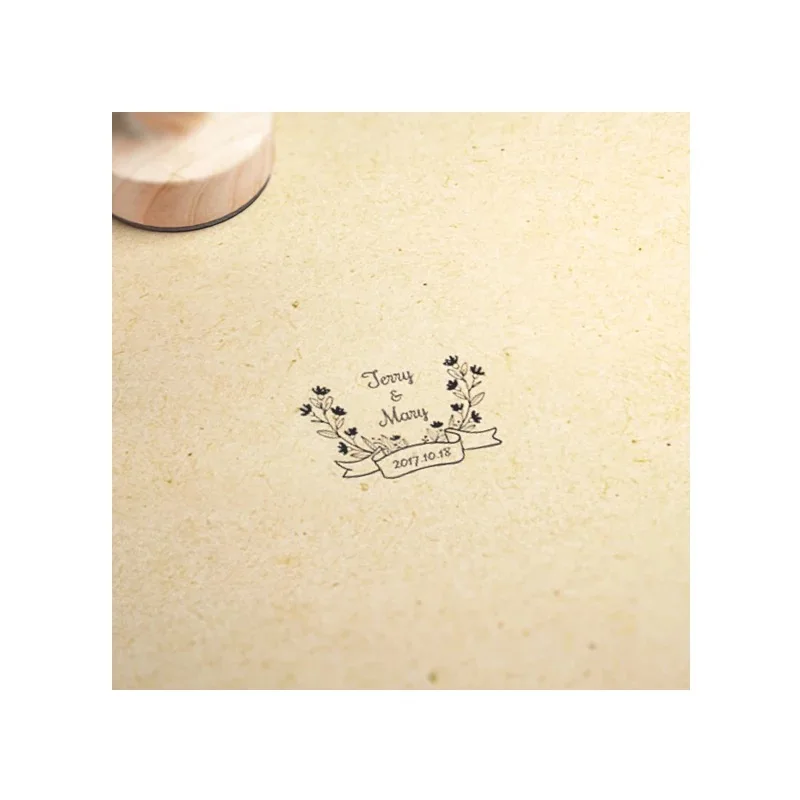  Diameter 4.5cm custom name date Personalized logo wooden stamp seal for DIY Invitation stationery w - 32975970984