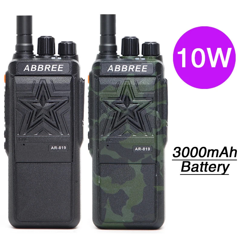 ABBREE AR 819 10W Walkie Talkie Powerful No Loudspeaker 16CH 3000Mah 10KM Long Range