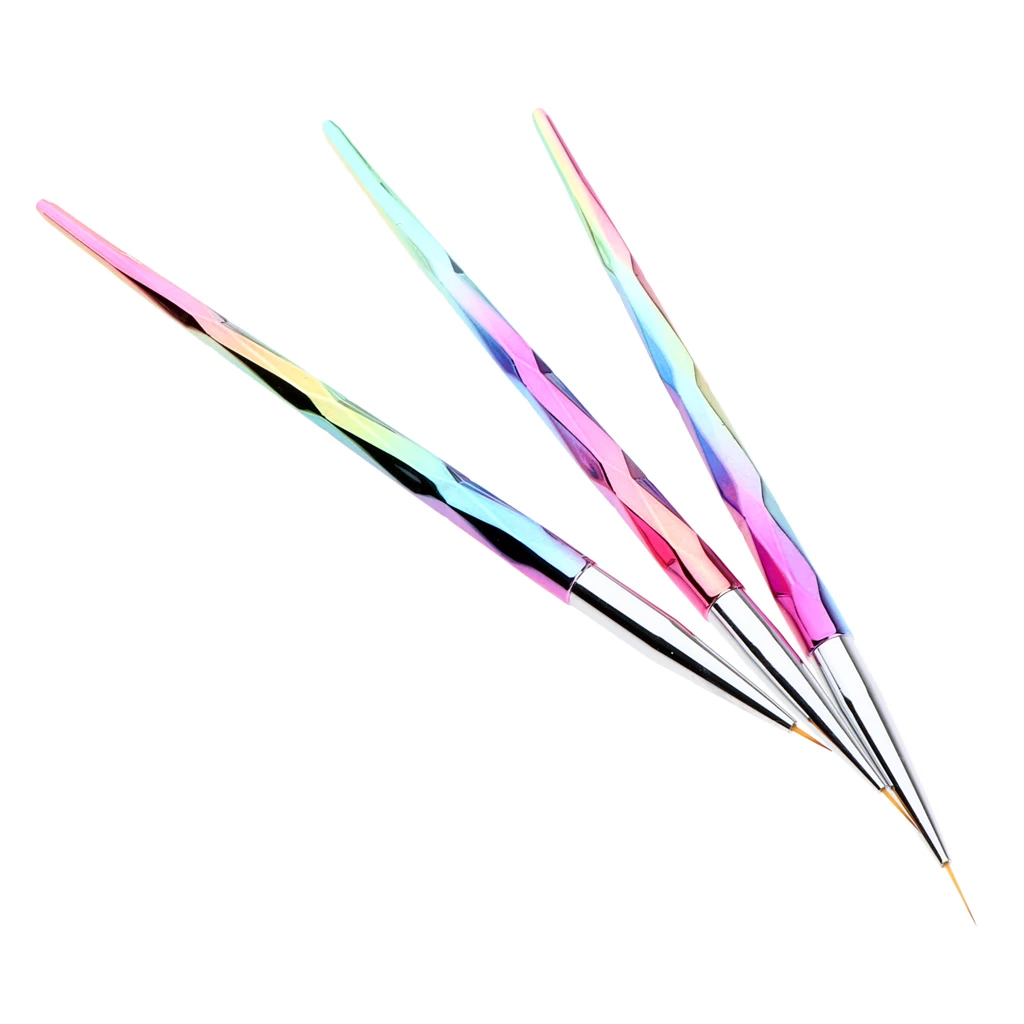 Perfeclan 5,8,10 mm Ultra Fine Heads Nail Art Drawing Painting Pens Liner Brushes Manicure Set Pack of 3