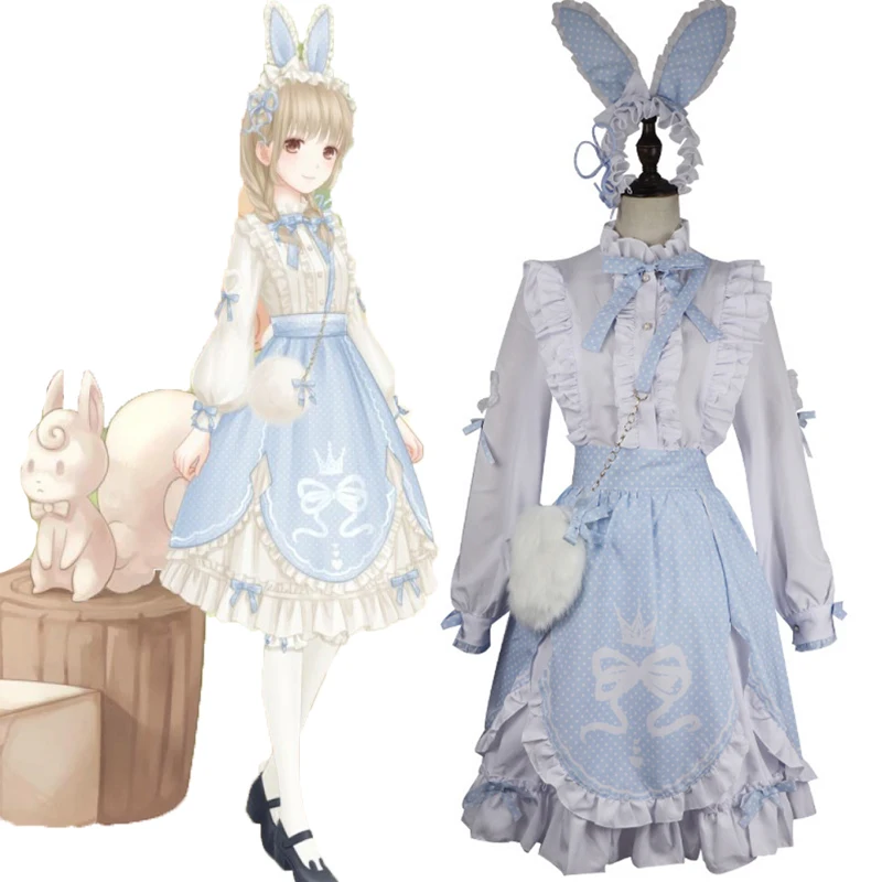 

Game Miracle Nikki Cosplay Costume Nikki Cosplay Kawaii Lolita Dress Halloween Christmas Party White Rabbit Sugar Dress