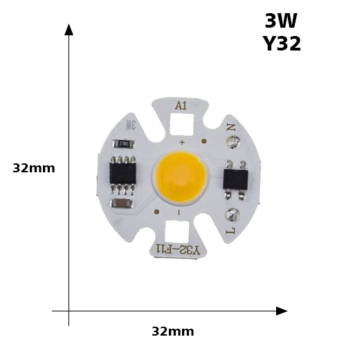 Настоящий Мощный светодиодный чип COB 3 Вт 5 Вт 7 Вт светодиодный чип лампы 20 Вт 30 Вт 50 Вт 220 в 240 В вход IP65 Smart IC для DIY светодиодный светильник-прожектор - Испускаемый цвет: Y32 3W