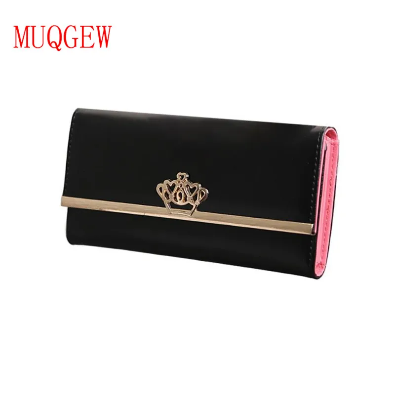 

MUQGEW Women Clutch Imperial Crown Long small Wallet credit card photo Holder Buckle Envelope Women Purse Bag Female gift