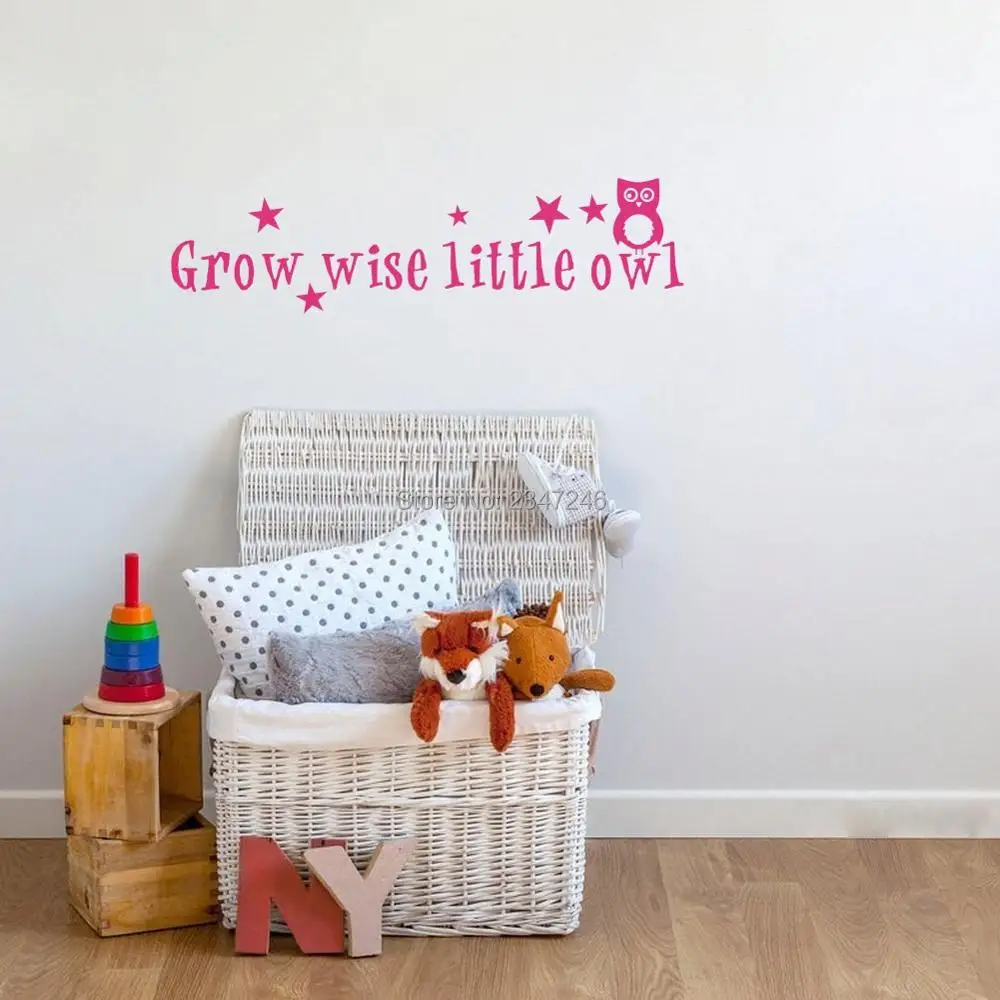Детская Наклейка на стену с цитатами Grow Wise Little Owl виниловая мультяшная Настенная