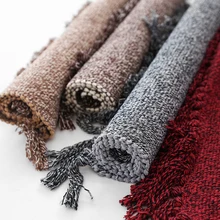 Хлопчатобумажный вязаный однотонный прямоугольный ковер ручной работы двусторонний ковер для гостиной спальни с кисточками Нескользящие коврики