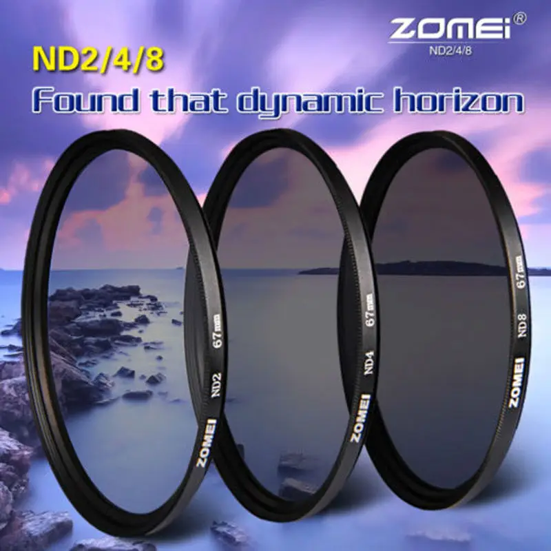 

ZOMEI HIGH quality Neutral Density camera ND Filter ND2 ND4 ND8 52/55/58/62/67/72/77/82 mm for Canon Nikon Sony camera lens