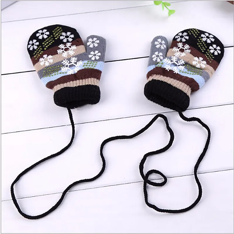 New Children Gloves Autumn Winter Kids Gloves Warm Boys Girls Mittens Snowflake Stripe Products Baby Accessories Free Shipping (3)