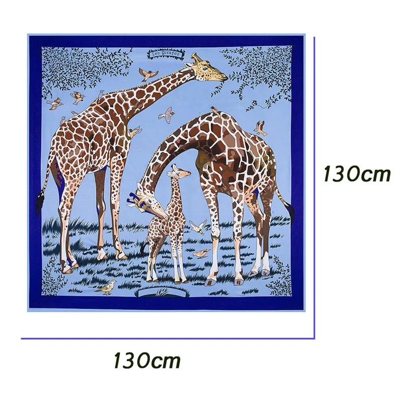 Hiking Scarves Women Giraffe Print Hijab Scarf Square Head Shawl Scarfs 130x130cm Tourist beach sunscreen shawl #2M06 (5)