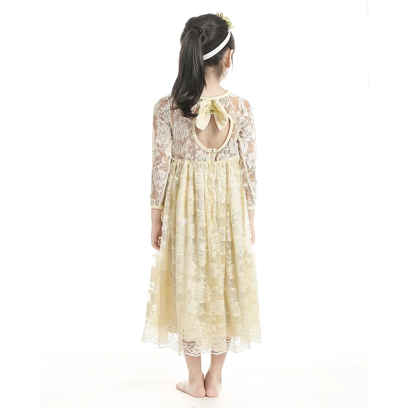 US $70.32 Kaiya Angel Factory Lace Girl Dress Full Length Wedding Dress Boutique Girl Clothing Flower Lace Dress With Bow