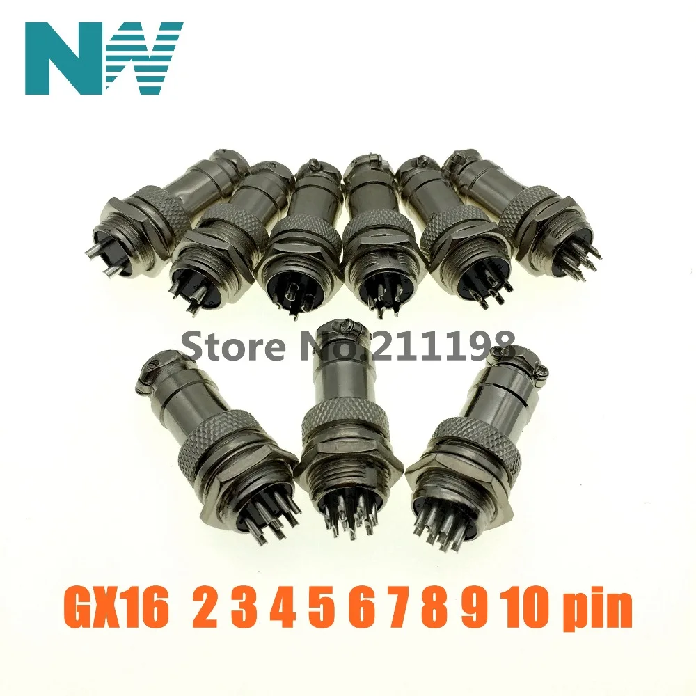 

1set GX16-2/3/4/5/6/7/8/9/10 Pin Male & Female Diameter 16mm Wire Panel Connector GX16 Circular Connector Aviation Socket Plug