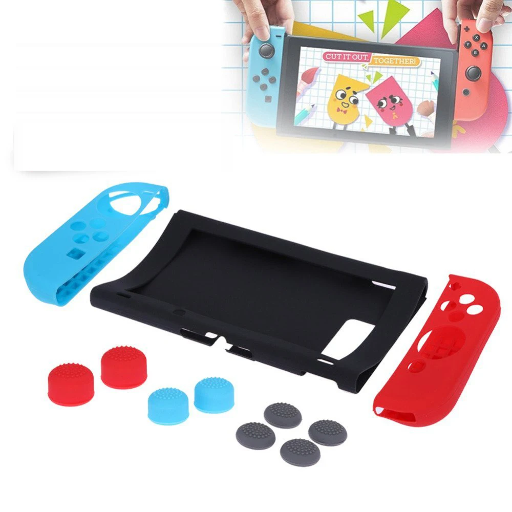 

Silicone Shockproof Protective Back Case for Nintendo Switch ,With Joy-Con Protective Skins and Anti-Slip Thumb Grips,11 in 1set