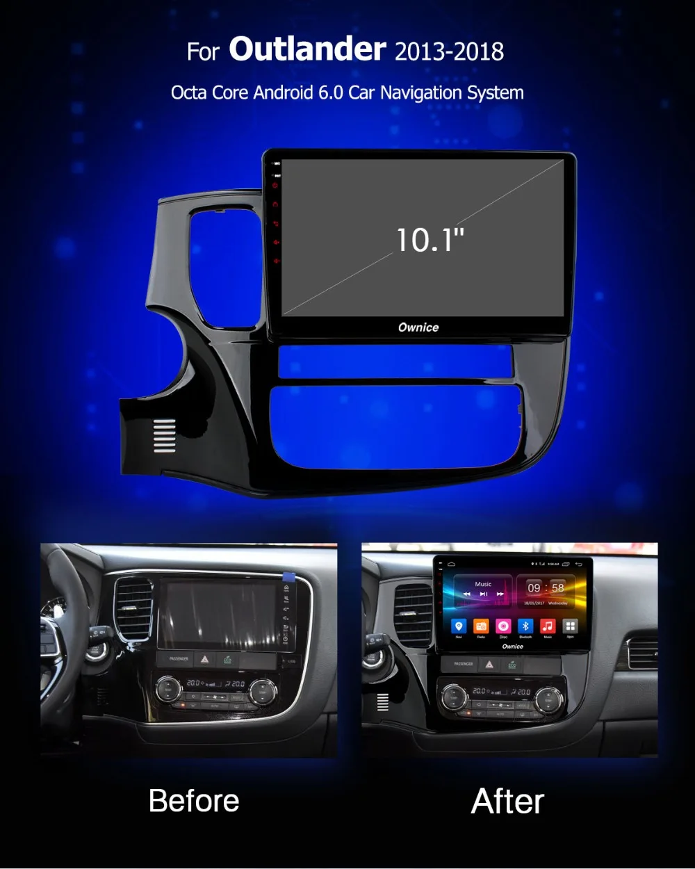 Cheap 1 Din 10.1" IPS Android 8.1 Car DVD GPS Player Navi For Mitsubishi Outlander 2013-2018 4G RAM+32G ROM Octa Core DSP CarPlay ADAS 2