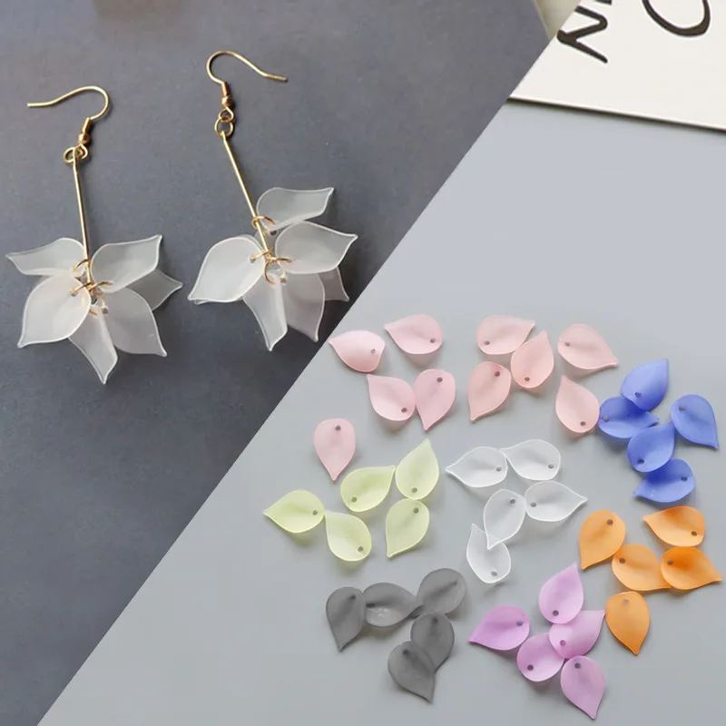 

100PC Candy Colored Acrylic Petal Pendant Clothing Decoration Supplies Earring Necklace Handcraft Arts DIY Crafts Material 2.1CM