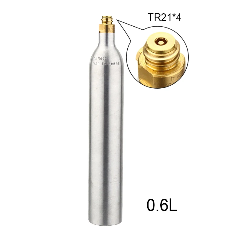 Газированная вода 0.6L емкость для бутылок цилиндр с клапаном TR21* 4 Высокая сжатая бутылка с заправкой Сода адаптер W21.8-14 или CGA 320