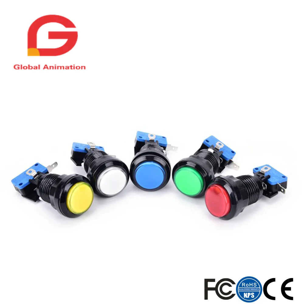 

10 Pcs / Lot DIY Arcade Parts 5 Colors 30mm Small Black Rim LED Illuminated Push Button With Micro Switch For Arcade Video Game