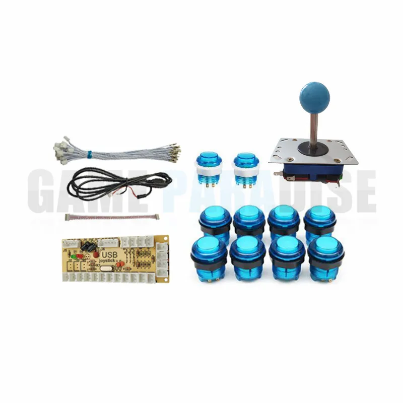 

Zero Delay Arcade USB Control Parts Kit DIY USB Encoder 1 Joystick + 10 LED Illuminated Push Buttons
