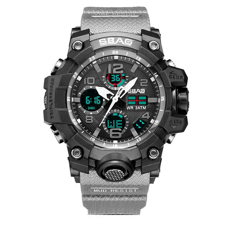 SBAO Новые спортивные часы для мужчин цифровой светодиодный электронные часы ТПУ кварцевые наручные часы повседневные наручные часы Relogio Masculino - Цвет: J