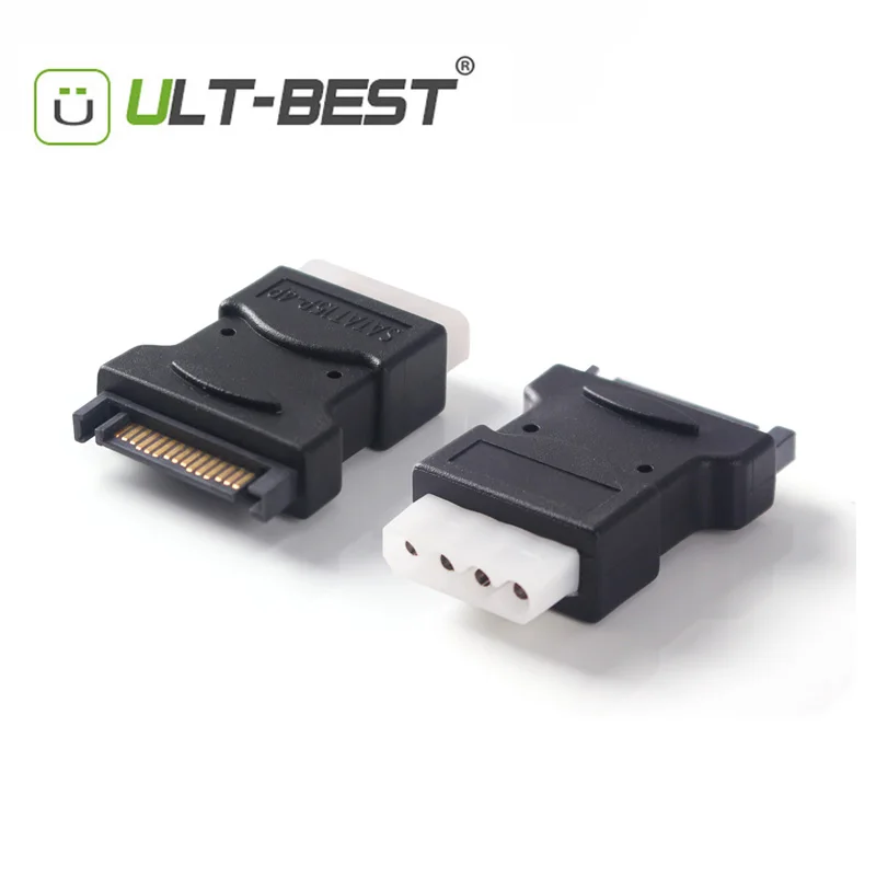 

ULT-Best SATA Male to Female Adapter SATA 15P Male to Molex 4P Female Adapter Black