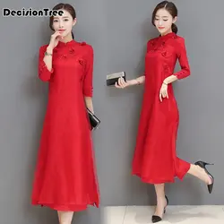 Новинка 2019 года китайское традиционное платье для женщин cheongsam вышивка блёстки современный Восточный длинные Ципао вечернее платья для