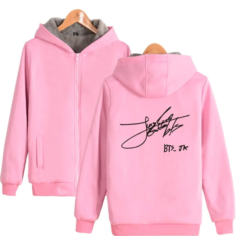 LUCKYFRIDAYF BTS Thicker Zipper Hoodie Sweatshirt Signature Bangtan