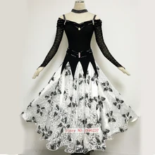 Women Ballroom Dancing Dresses Luxury Black White Tango Waltz Stage Performance Costume Lady Ballroom Competition Dress