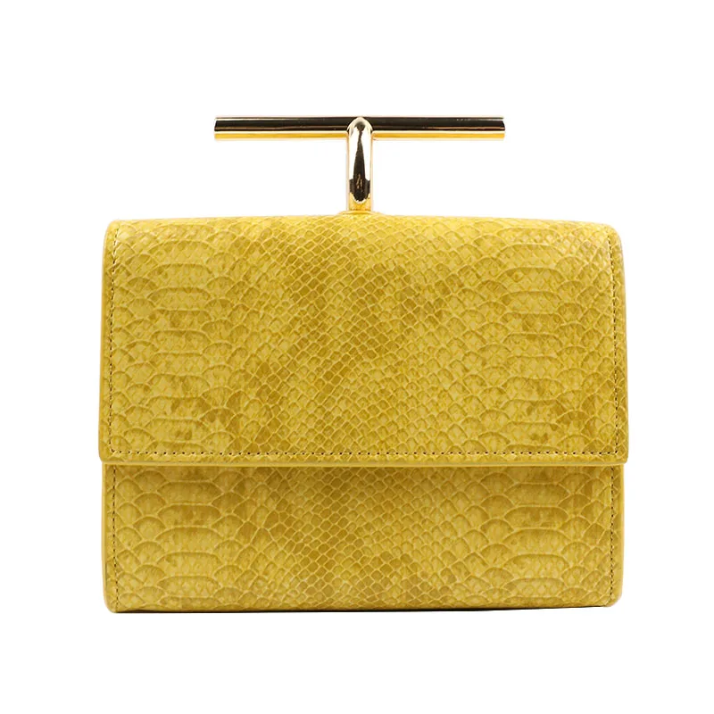 Желтая Женская сумка в стиле ретро с принтом змеиной цепи маленькая через плечо