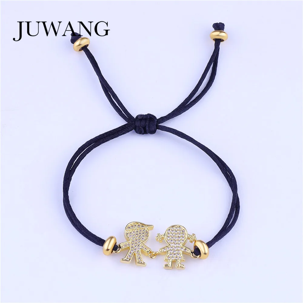 

JUWANG Boy and Girl Charm Bracelet for Women Kids Cubic Zirconia Paved Lucky Red String Bracelet Adjustable Jewelry Wholesale