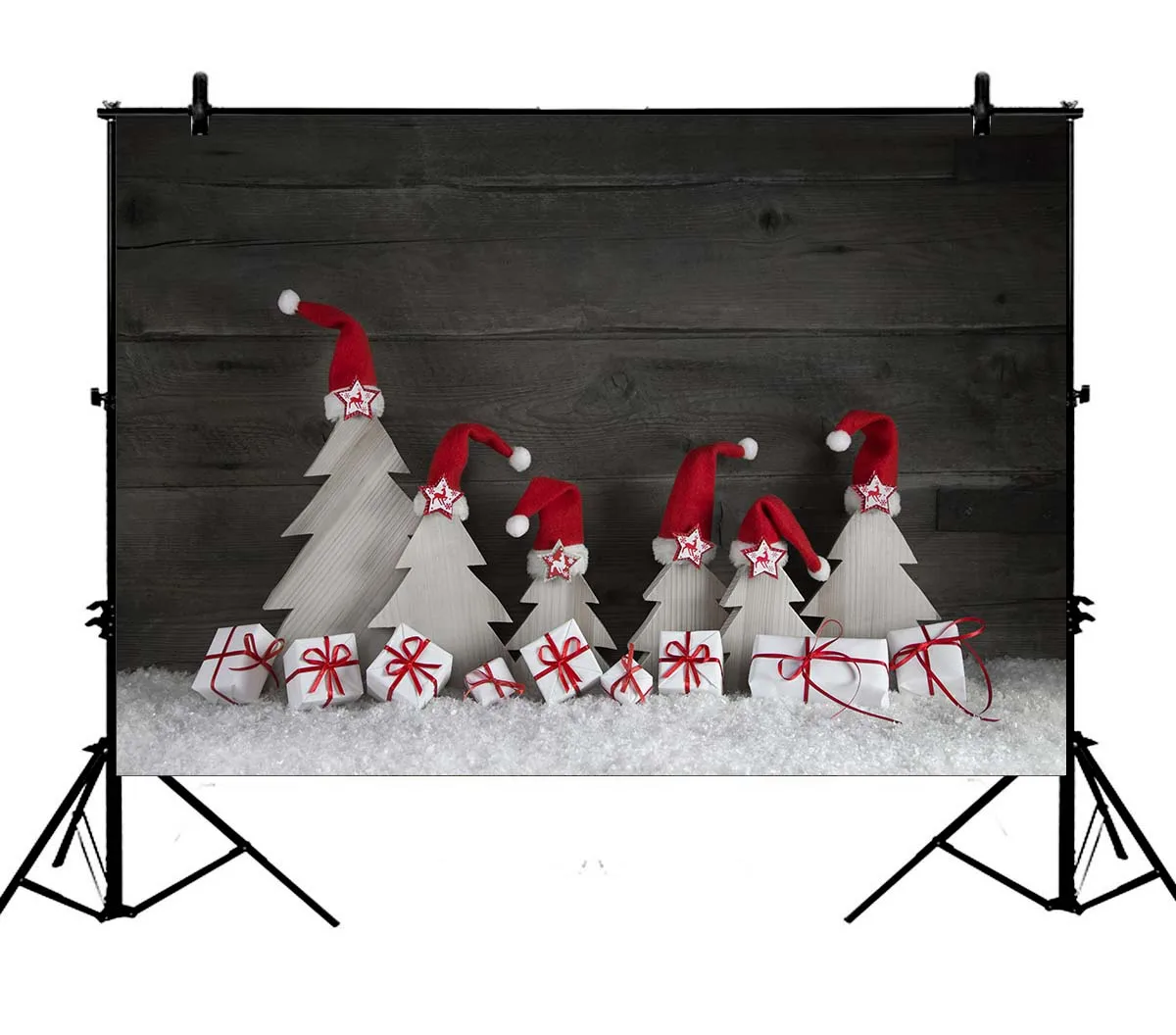 

5x7ft Christmas Xmas Tree Santa Claus Hats Gift Polyester Photo Background Portrait Backdrop
