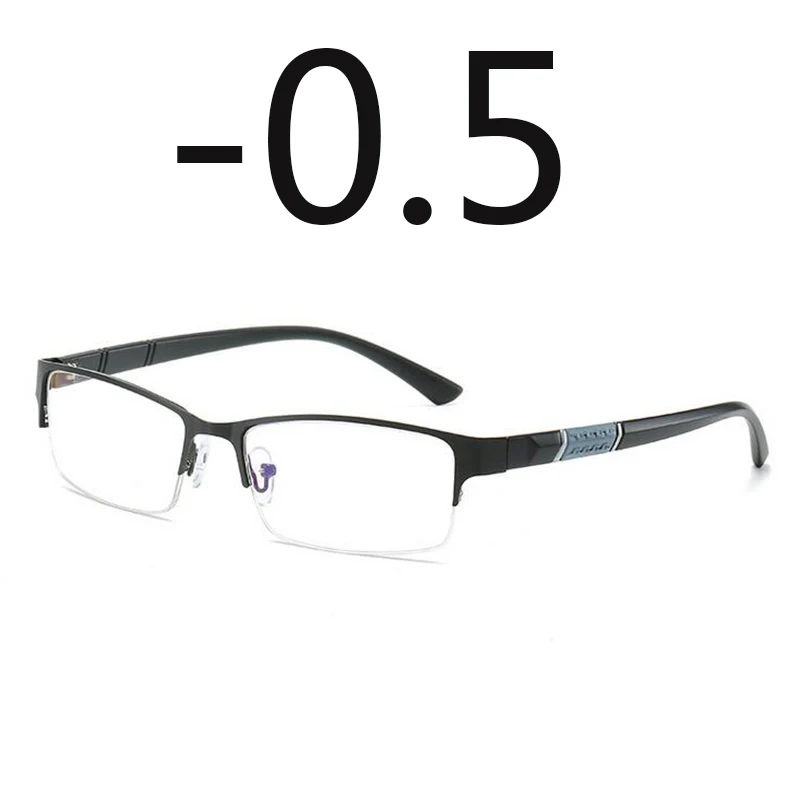 Полуметаллическая Оправа синяя пленка ультра-светильник близорукие очки Смола близорукость унисекс близорукость 0-0,5-1-1,5-2-3-6 - Цвет оправы: black frame -0.5